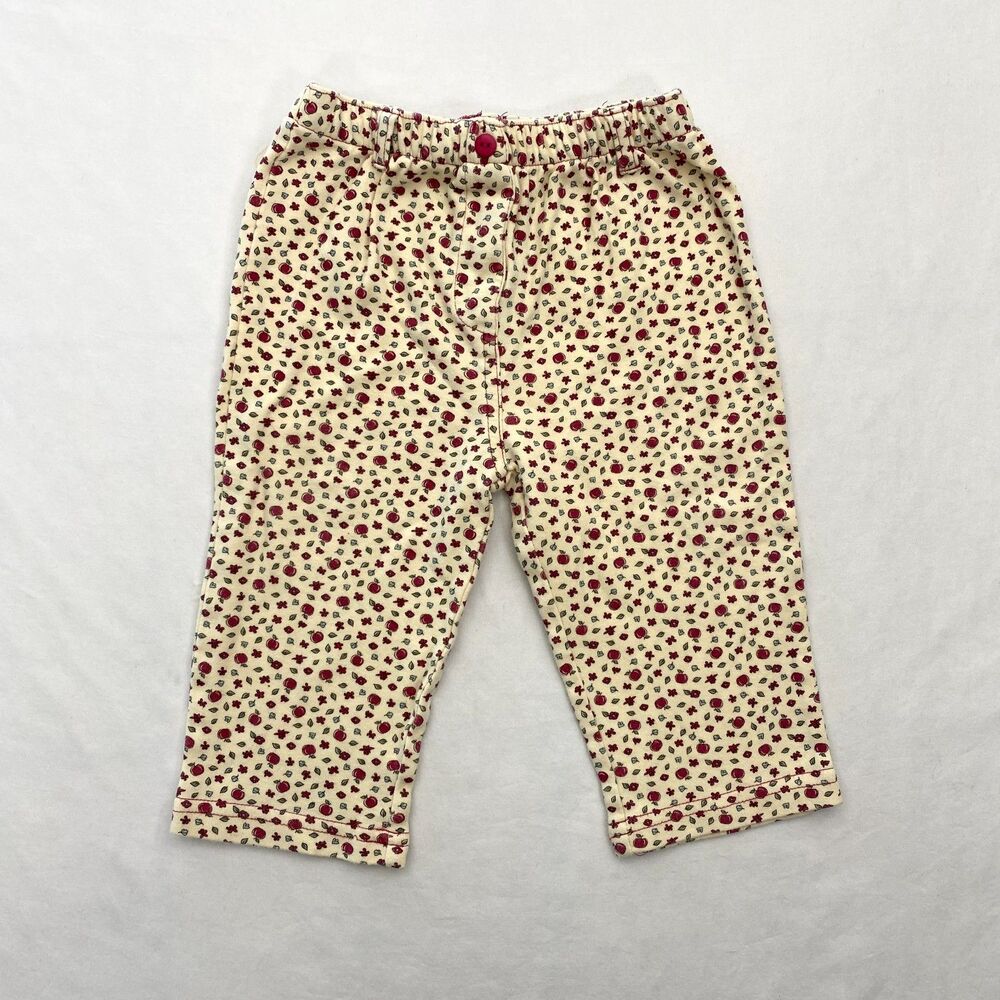 Disney Sincerely Pooh Pants Baby 12 Months Winnie Apple Print Cotton Pull On VTG